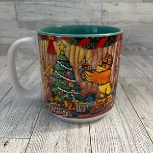 1997 Disney Winnie the Pooh Christmas Mug with Green and White Accents